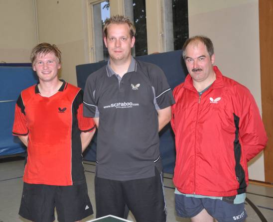 Die Top-3 bei den Herren B: Lars Heilbeck, Christian Schumacher und Michael Weiß (von links)
